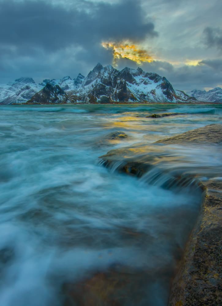 Dramatic Ocean Mountain Light by Judy Tseng — canvas wall art