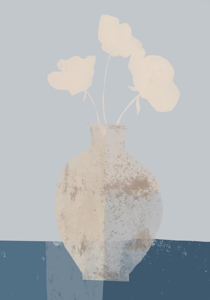Minimalist Blue Flowers by Little Dean — canvas wall art