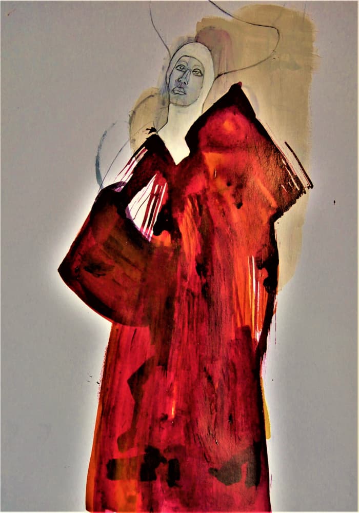 Ethereal Woman In Red by Doris Schmitz — canvas wall art