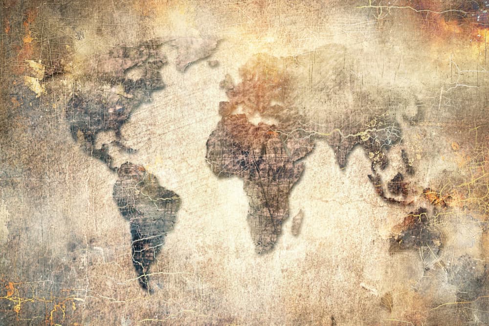 Aged World Map by Rafal Kulik — canvas wall art