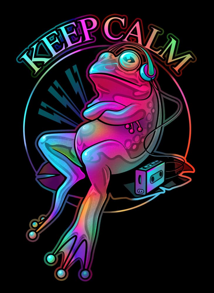 Psychedelic Chill Frog by Adam Lawless — canvas wall art