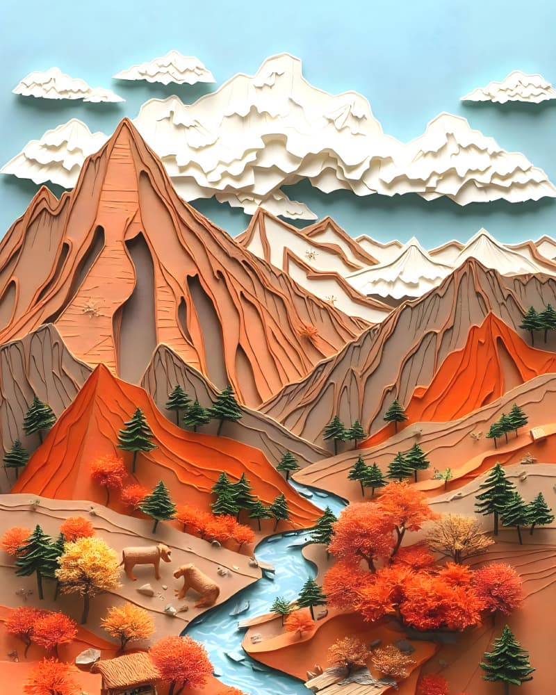Layered Autumn River Valley by Uma Gokhale — canvas wall art