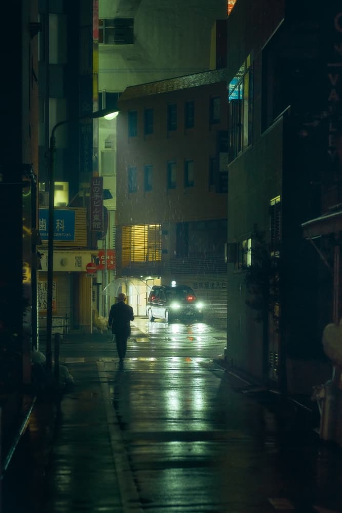 Rainy City Street by Javier de la Torre — canvas wall art