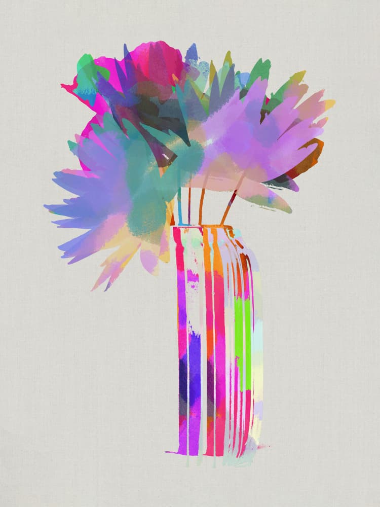 Vibrant Abstract Flowers by casa cartissi — canvas wall art