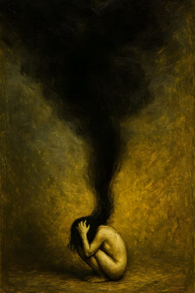 Woman Consumed By Darkness by HUGO — canvas wall art