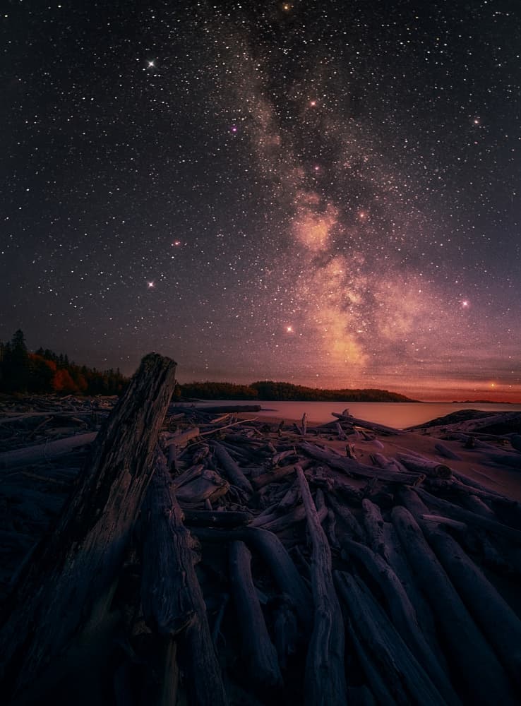Milky Way Driftwood Shore by Ben.C.L — canvas wall art