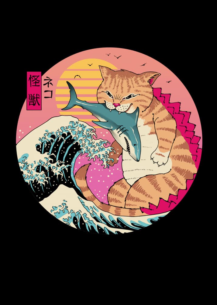 Neko Wave Kaiju By Vincent Trinidad Art by Vincent Trinidad — canvas wall art