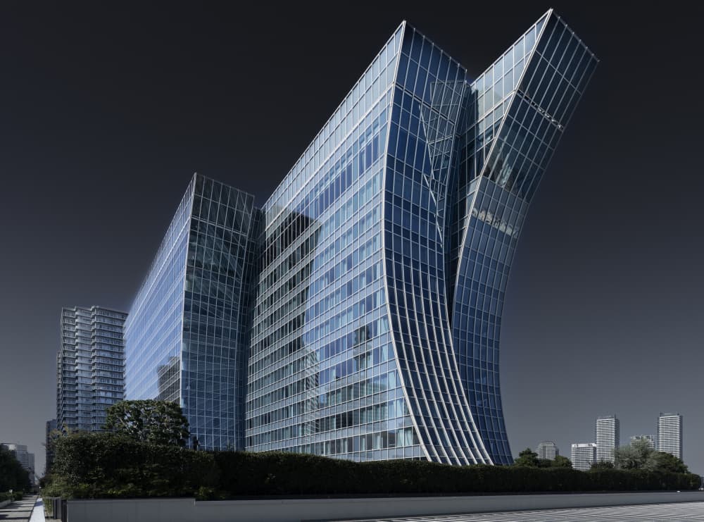 Curved Glass Buildings by Tomoshi Hara — canvas wall art