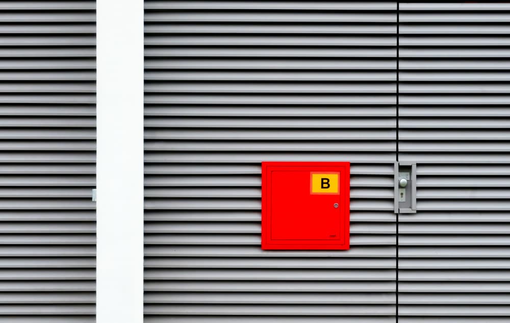 Modern Red Box Facade by wiebe wilbers — canvas wall art