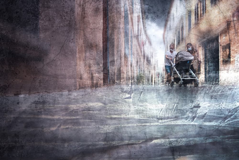 Historic Street Stroll by Nicodemo Quaglia — canvas wall art