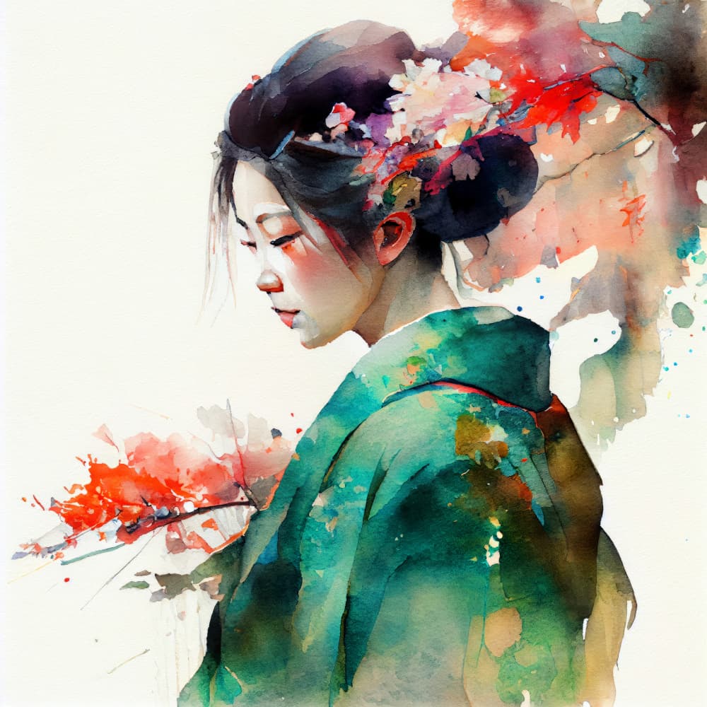 Autumn Kimono Portrait by Justyna Jaszke — canvas wall art