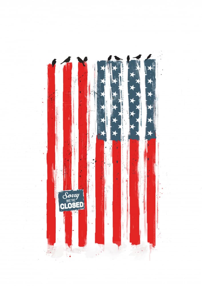 Sorry We're Closed Flag by Balazs Solti — canvas wall art