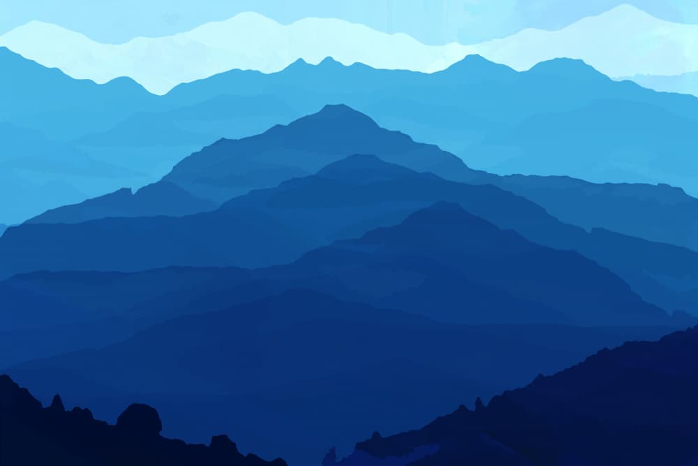 Layered Blue Mountains by cartissi — canvas wall art