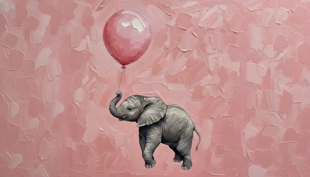 Whimsical Elephant Balloon by HUGO — canvas wall art