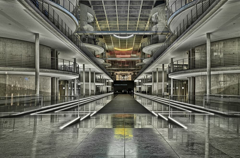 Sleek Architectural Hallway by Rolf Lampert — canvas wall art