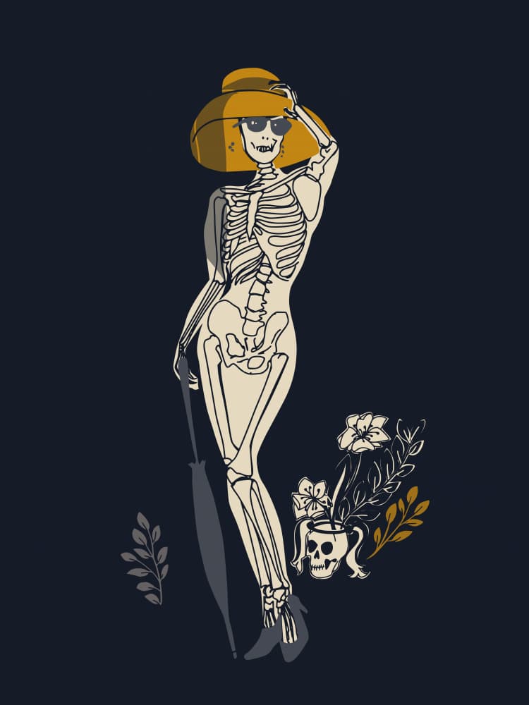 Chic Skeleton Lady by Annick — canvas wall art