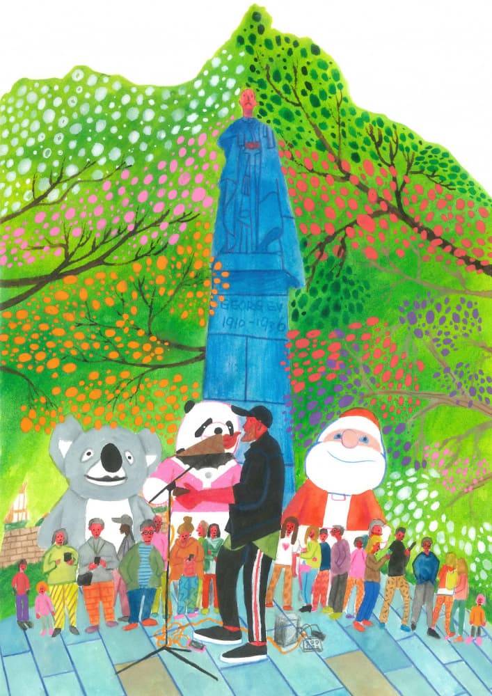 Colorful Street Performance by Zhigang Zhang — canvas wall art