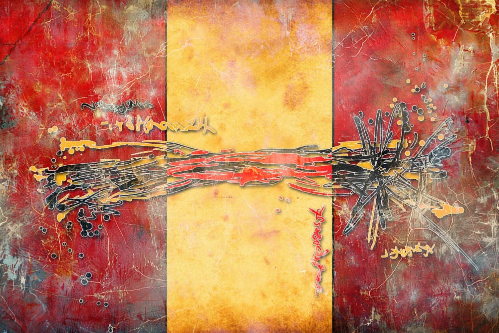Dynamic Red Gold Abstract by Rafal Kulik — canvas wall art