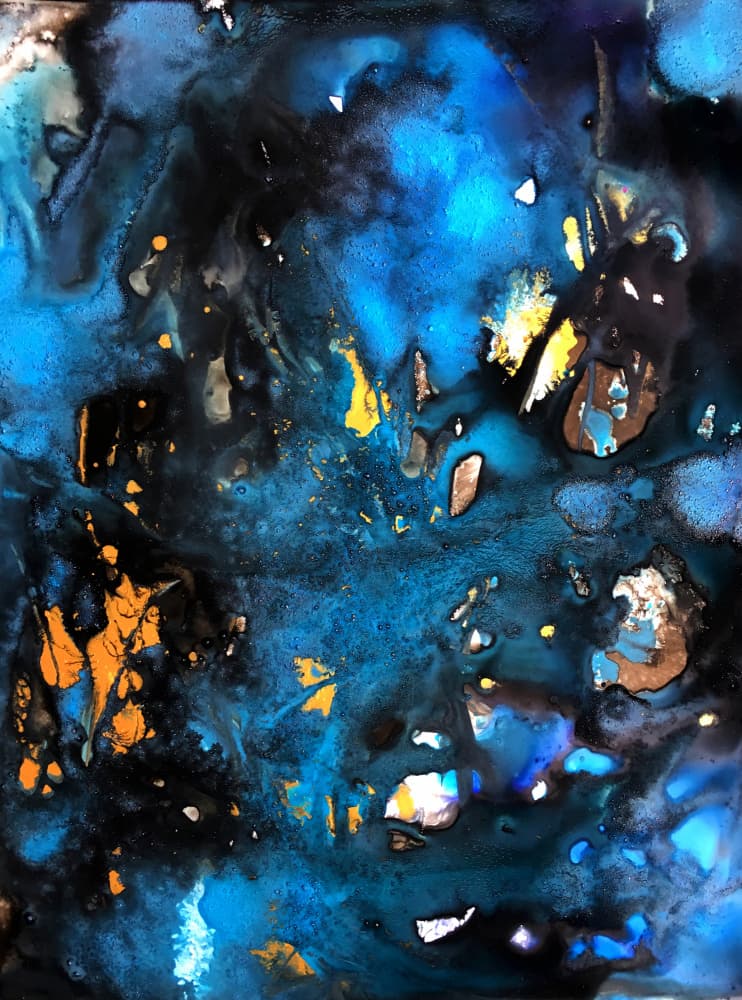 Cosmic Blue Gold Flow by Christine Lindstrom — canvas wall art