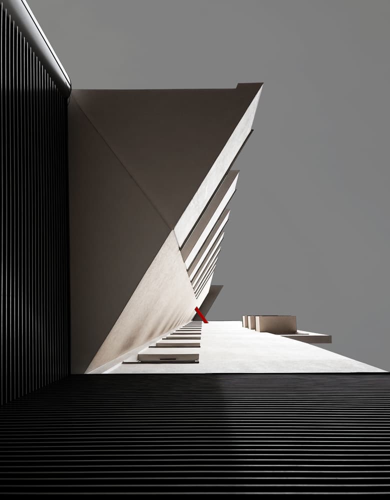 Geometric Urban Red Accent by Tomasz Buczkowski ( Tomush ) — canvas wall art