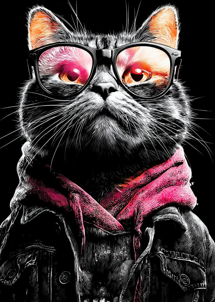 Cool Cat In Glasses by Justyna Jaszke — canvas wall art