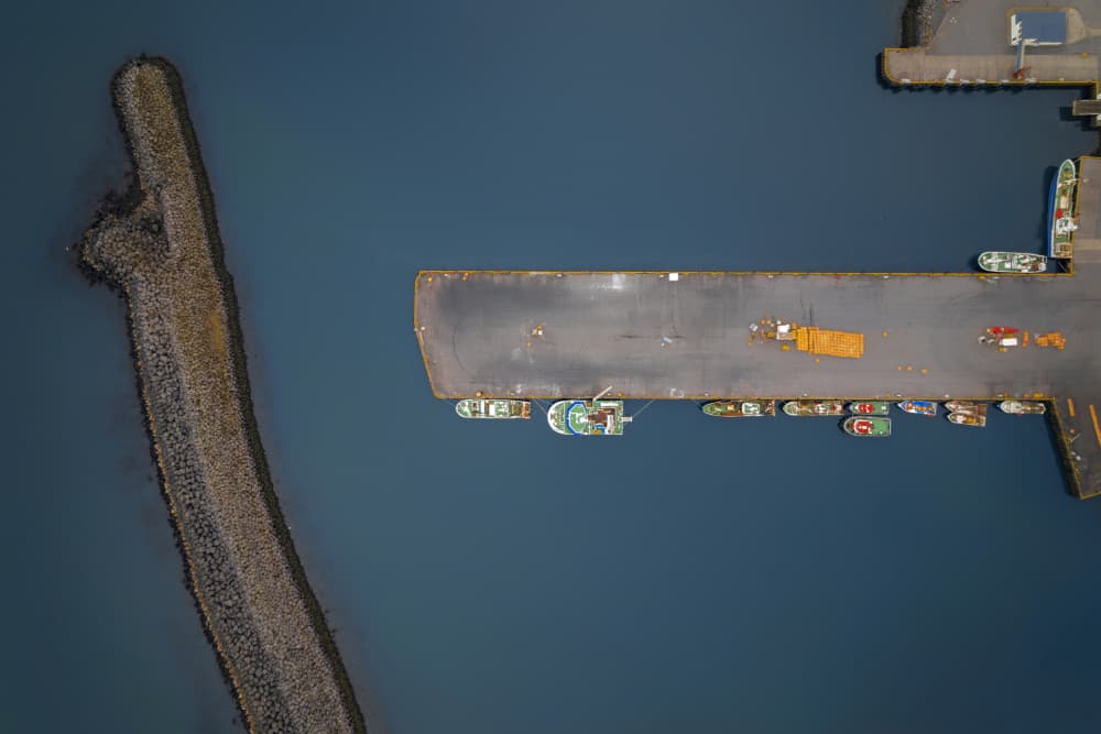 Aerial Fishing Harbor by Jure Kravanja — canvas wall art