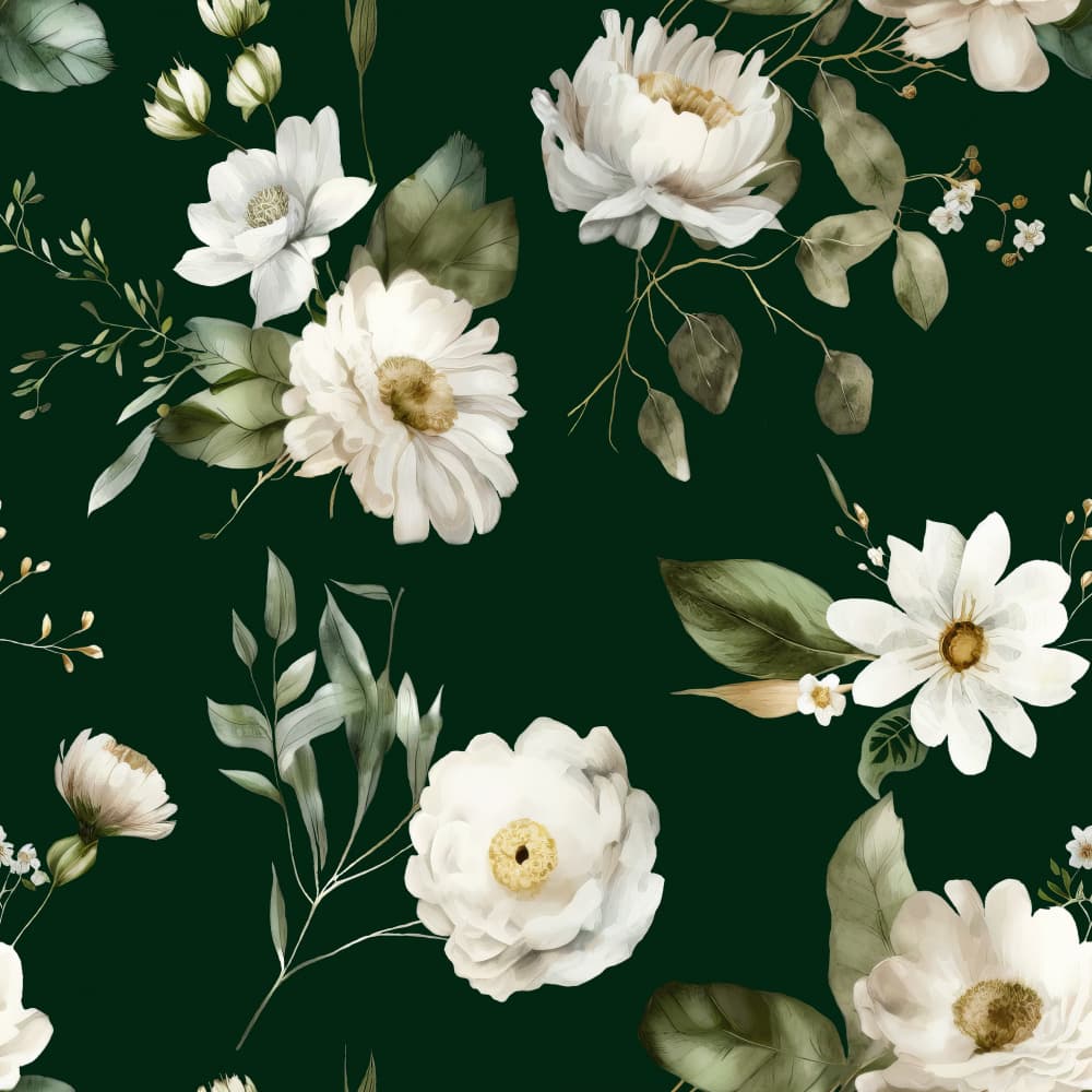 Elegant White Botanical Pattern by Bilge Paksoylu — canvas wall art