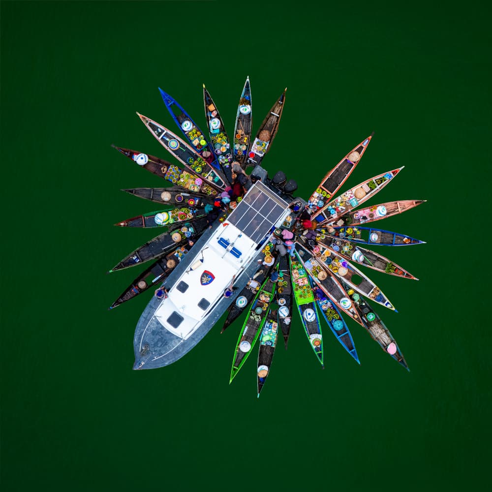 Colorful Floating Market by Wenjin Yu — canvas wall art