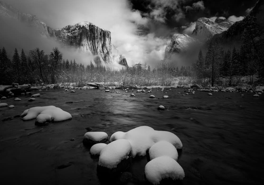 Dramatic Winter Mountain River by Chao Feng 天馬 — canvas wall art