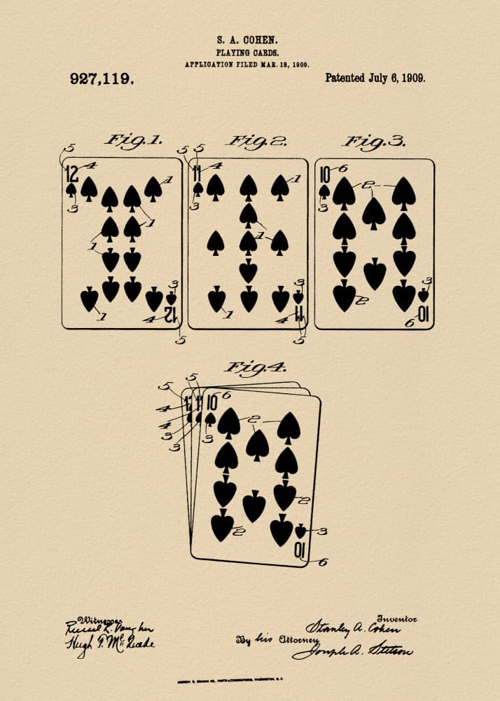 Vintage Playing Card Patent by Andreas Magnusson — canvas wall art