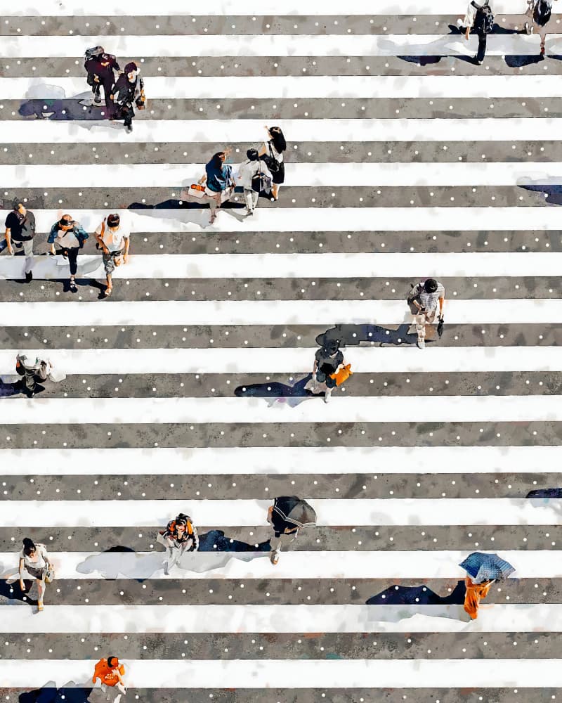 Busy City Crosswalk by Uma Gokhale — canvas wall art