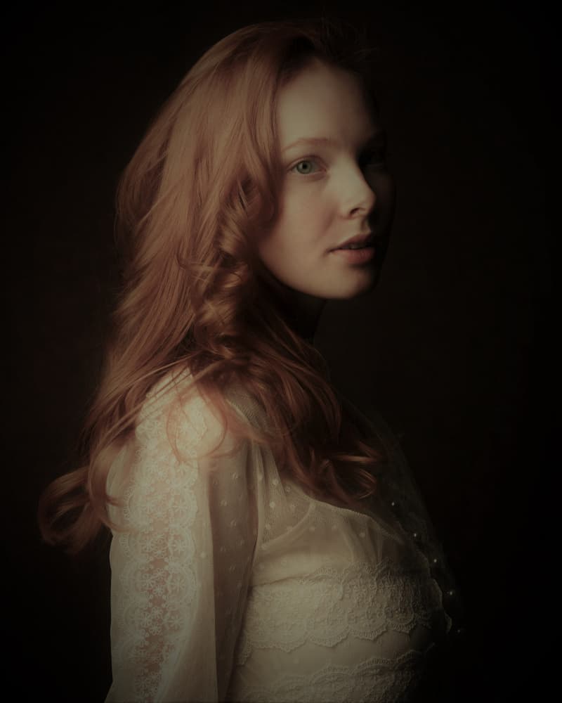 Thoughtful Redhead Portrait by Yoram GIL — canvas wall art