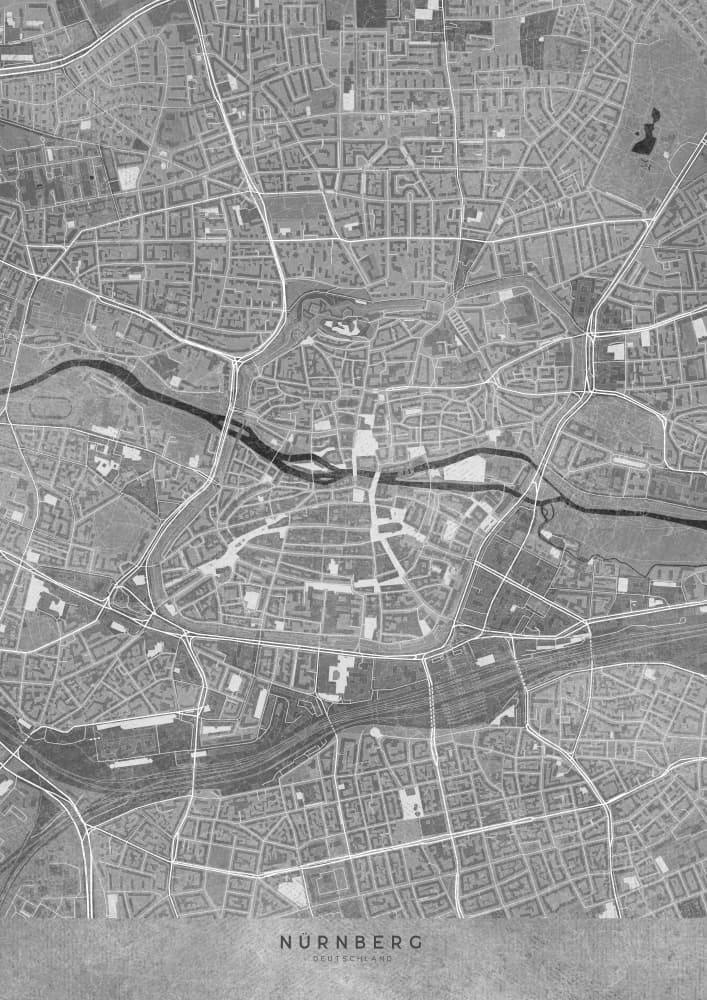 Nuremberg City Map by Rosana Laiz Blursbyai — canvas wall art