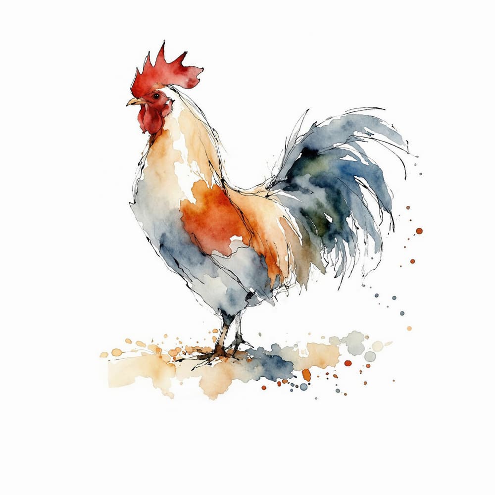 Colorful Farm Rooster by Natalie Bruns — canvas wall art