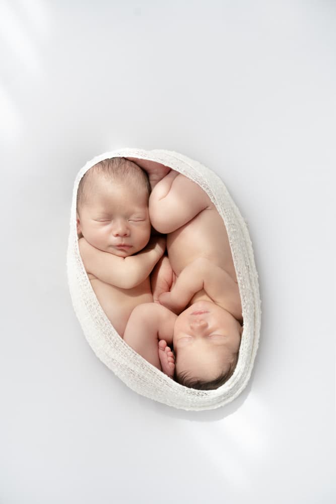 Peaceful Newborn Twins by Elena Karagyozova — canvas wall art