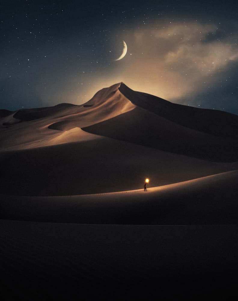 Desert Night Glow by NingYun Ye — canvas wall art
