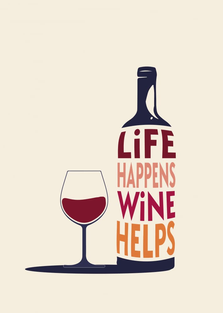 Life Happens Wine Helps by Rio Soléy — canvas wall art