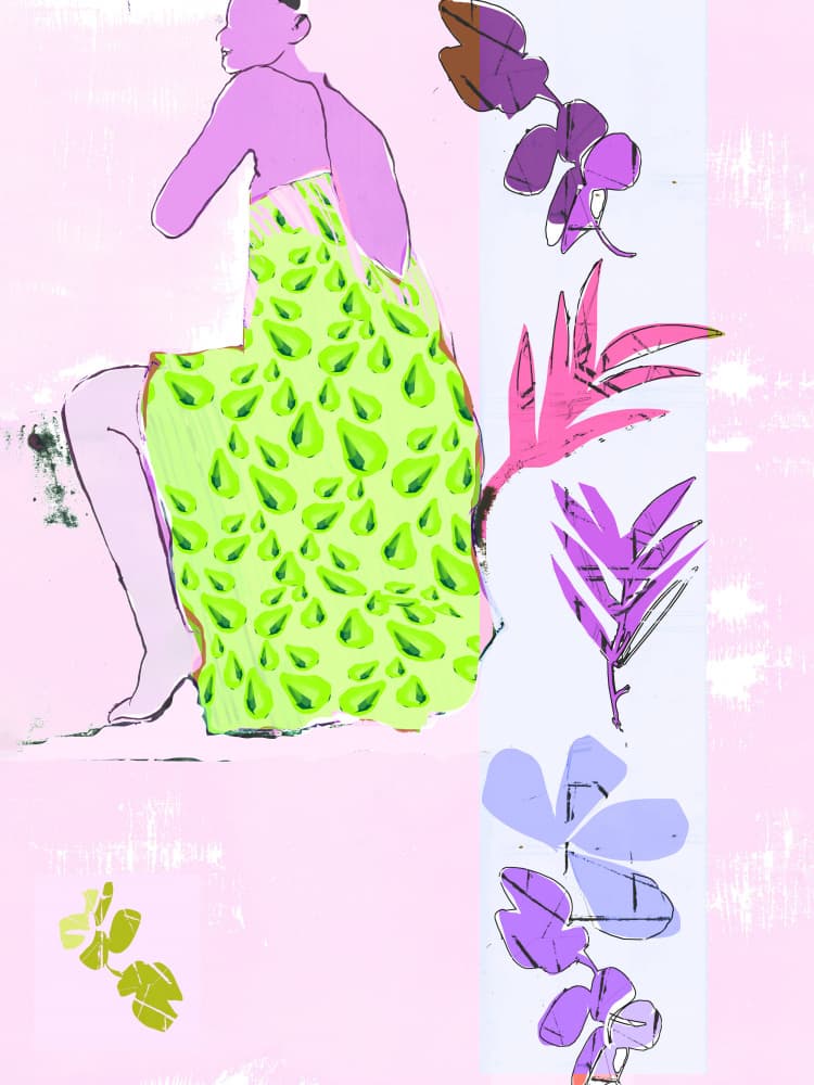 Tropical Figure Pink Hues by casa cartissi — canvas wall art