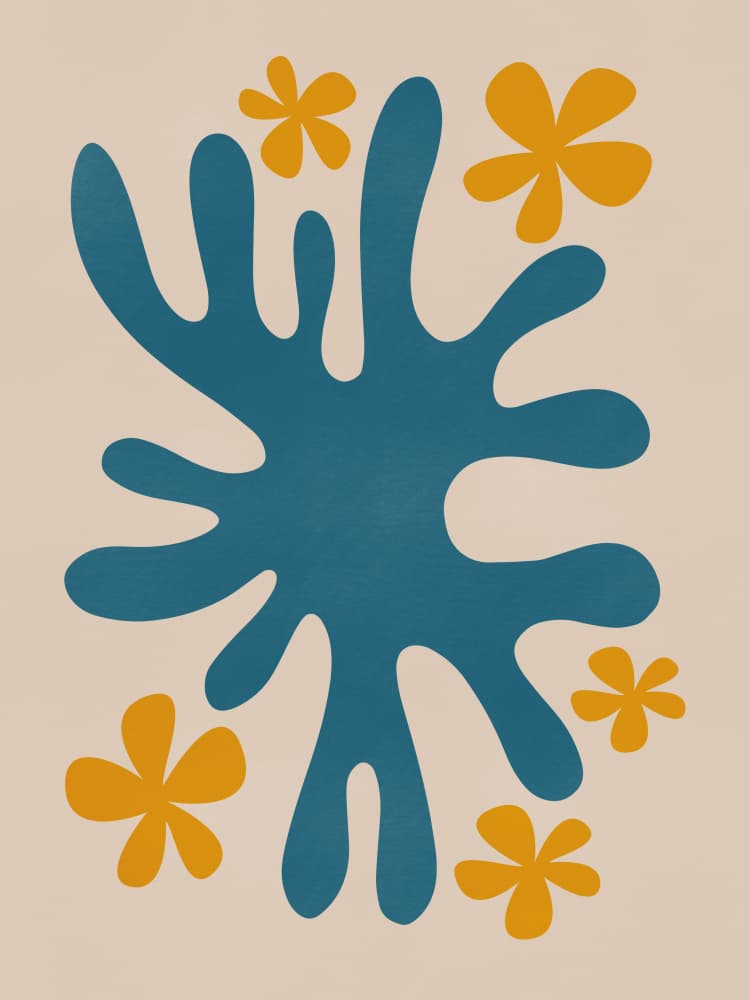 Teal Splash Flowers by Little Dean — canvas wall art