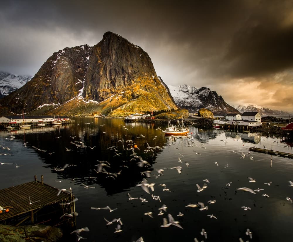Dramatic Fjord Village by Lior Yaakobi — canvas wall art
