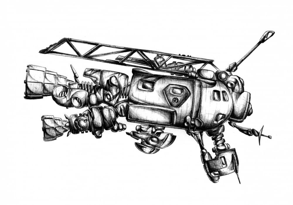 Detailed Sci-Fi Spaceship by Kulik — canvas wall art