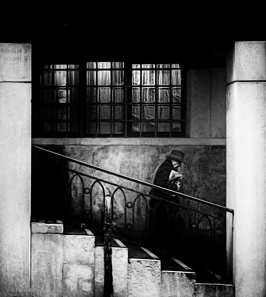 Shadowy Figure Steps by Ömer Ates Kızıltug — canvas wall art