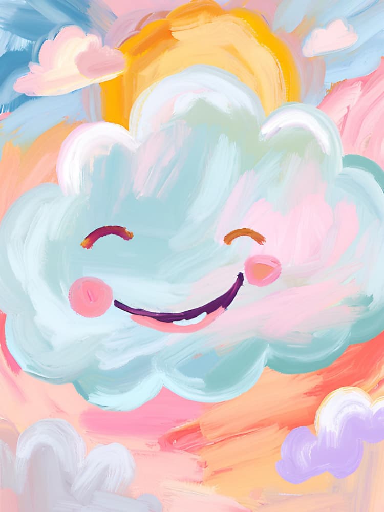 Pastel Cloud Smile by Ohkimiko — canvas wall art