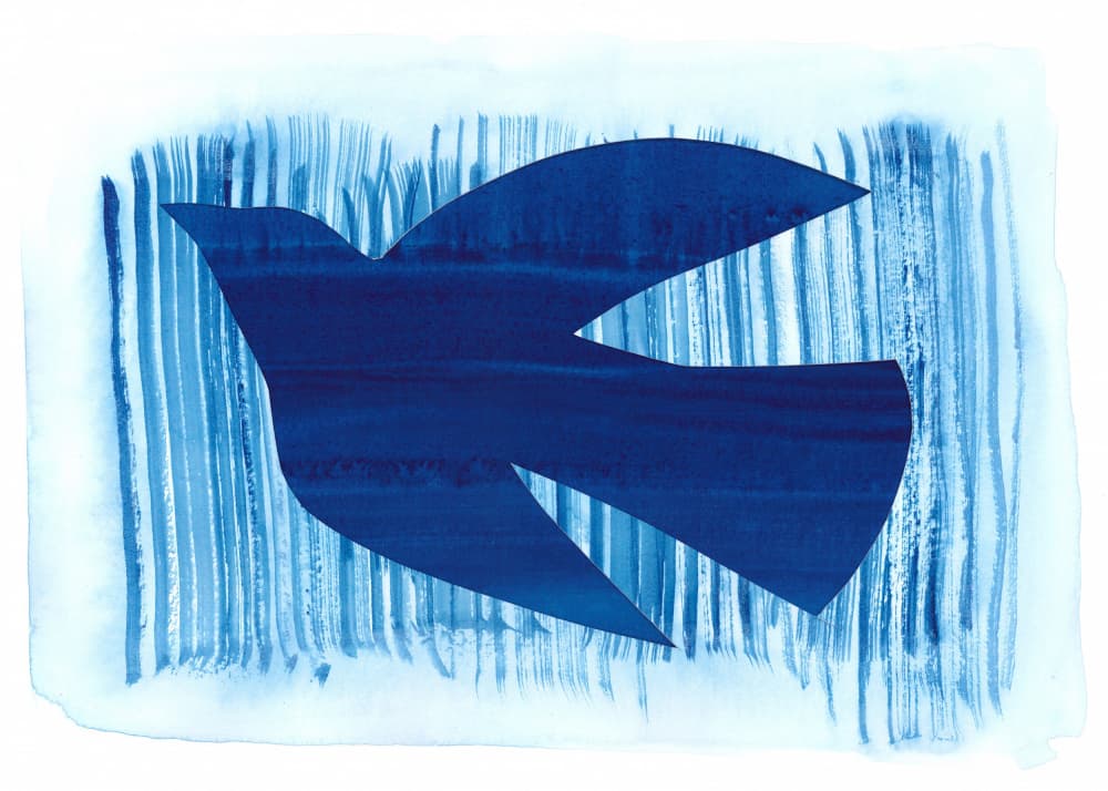 Blue Bird and Stripes Cut-Out by Isabelle Brent — canvas wall art
