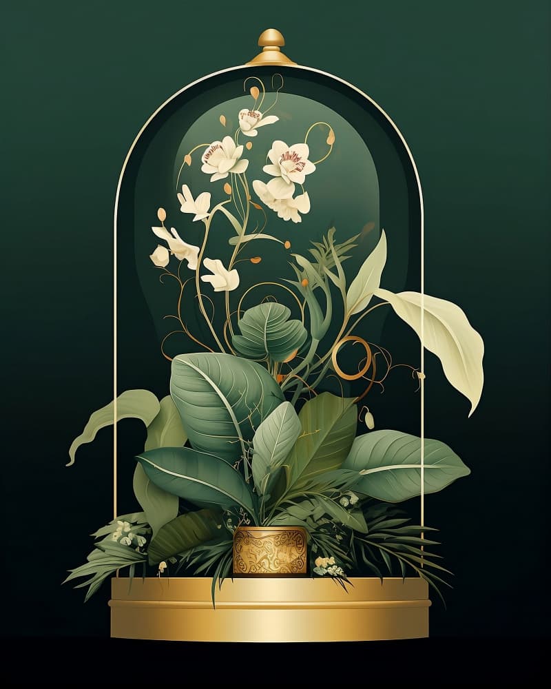 Golden Botanical Cloche by Emiliano Deificus — canvas wall art