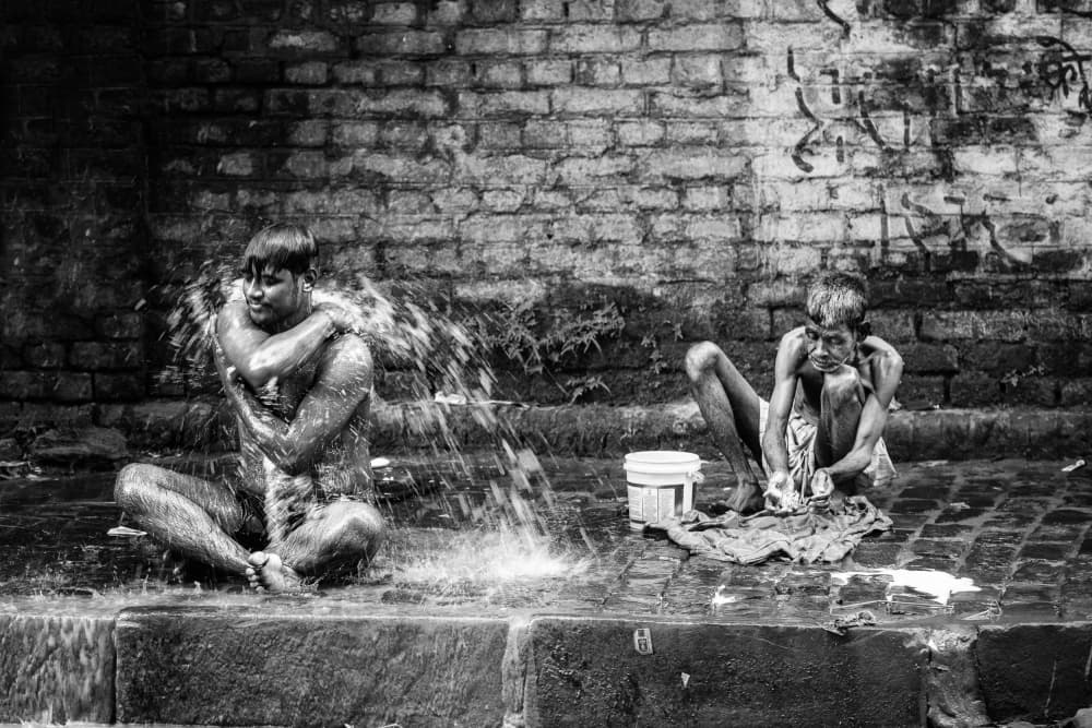 Street Bathing Boys by Trevor Cole — canvas wall art