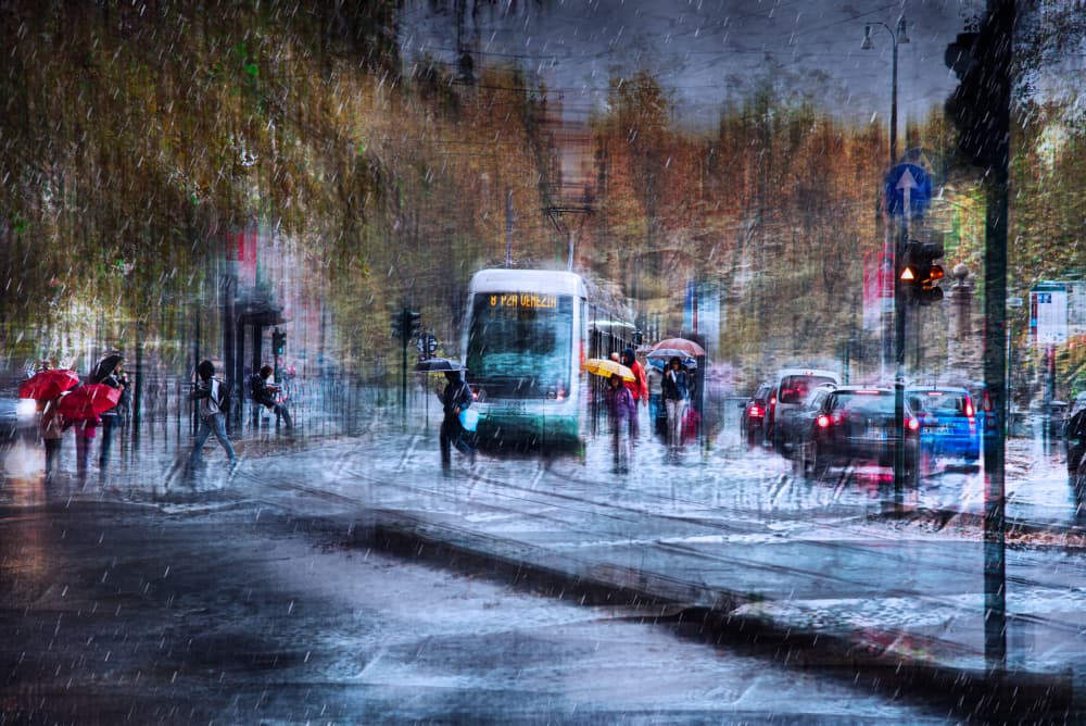 Autumn City Rain by Nicodemo Quaglia — canvas wall art