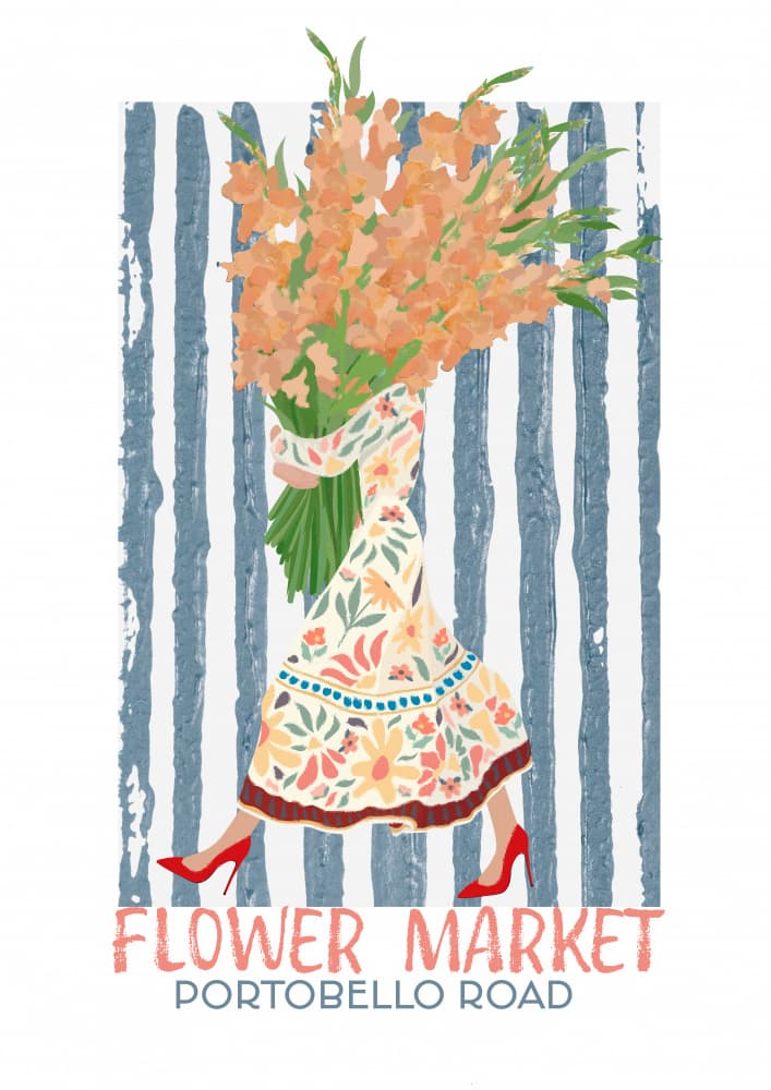 Portobello Flower Market Stroll by Sarah Manovski — canvas wall art