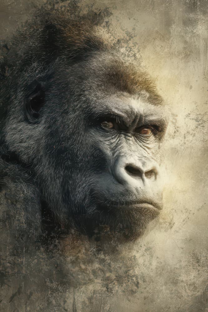 Intense Gorilla Gaze by Rafal Kulik — canvas wall art