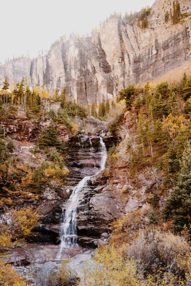 Autumn Mountain Waterfall by Del Mundo Imagery — canvas wall art